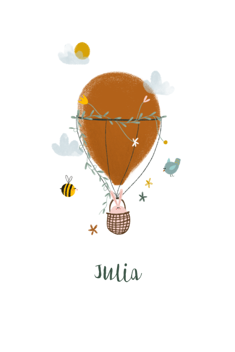 Geboortekaartje meisje luchtballon